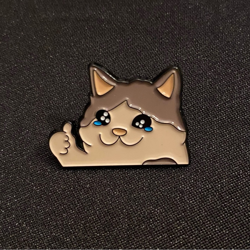 Emotional Kitty lets us know, Hey! It’s all good! Enamel pin or magnet | 3/$18
